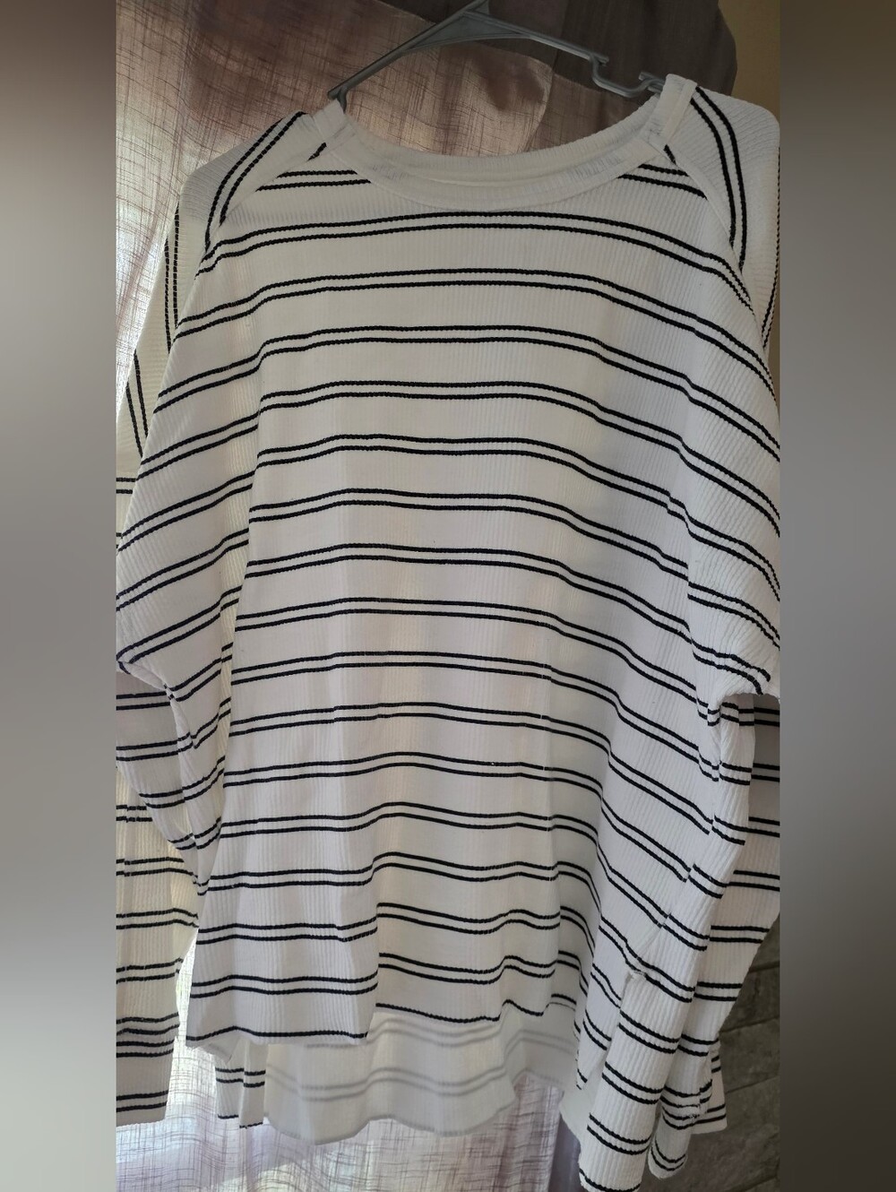 Maurices White Shirt with Black Horizontal Stripes